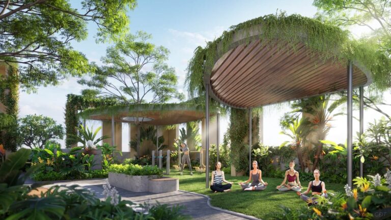 Khu vườn trên không Sky Garden và khu yoga tại A&T Sky Garden