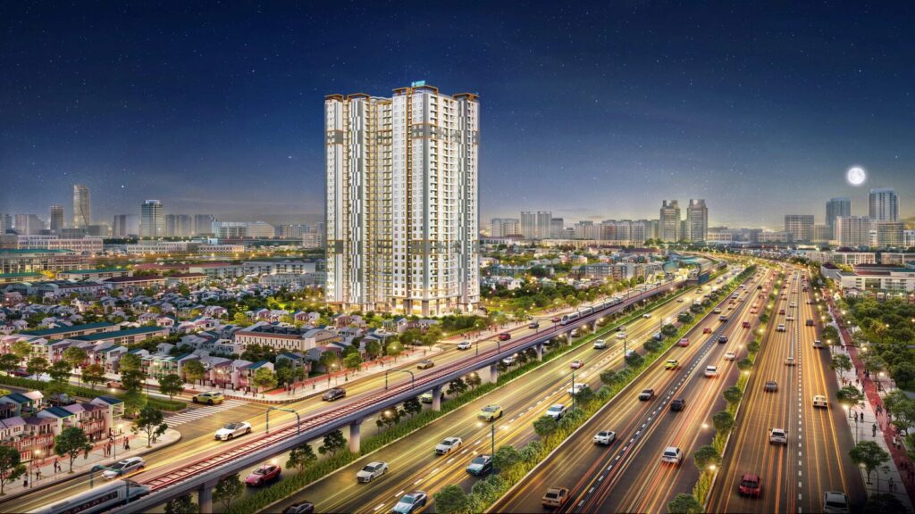 Phối cảnh ban đêm căn hộ Diamond Boulevard mặt tiền Quốc lộ 13