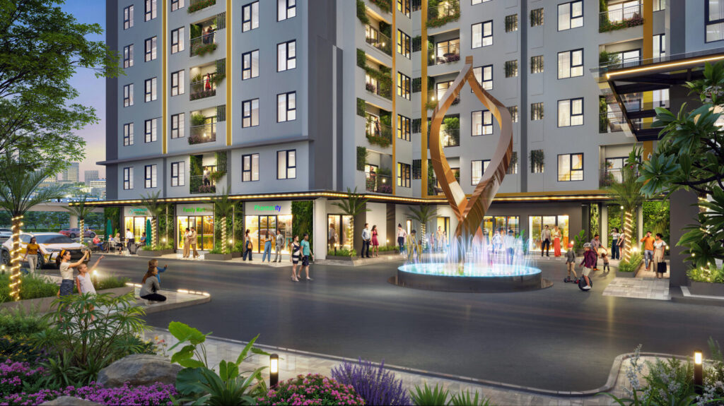Sân đón và đài phun nước dự án Diamond Boulevard Thuận Giao