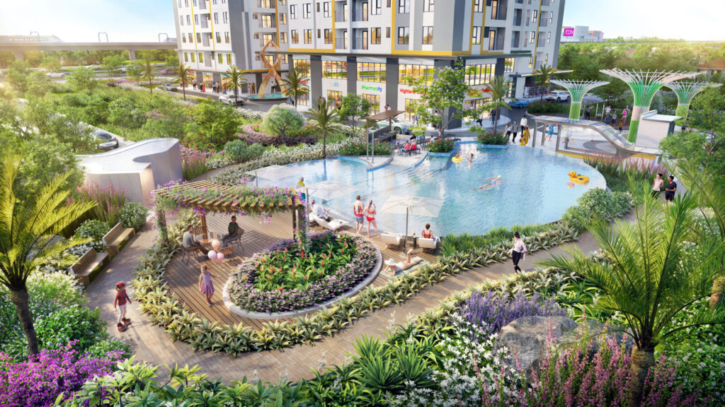 Hồ bơi và cảnh quan nội khu căn hộ Diamond Boulevard
