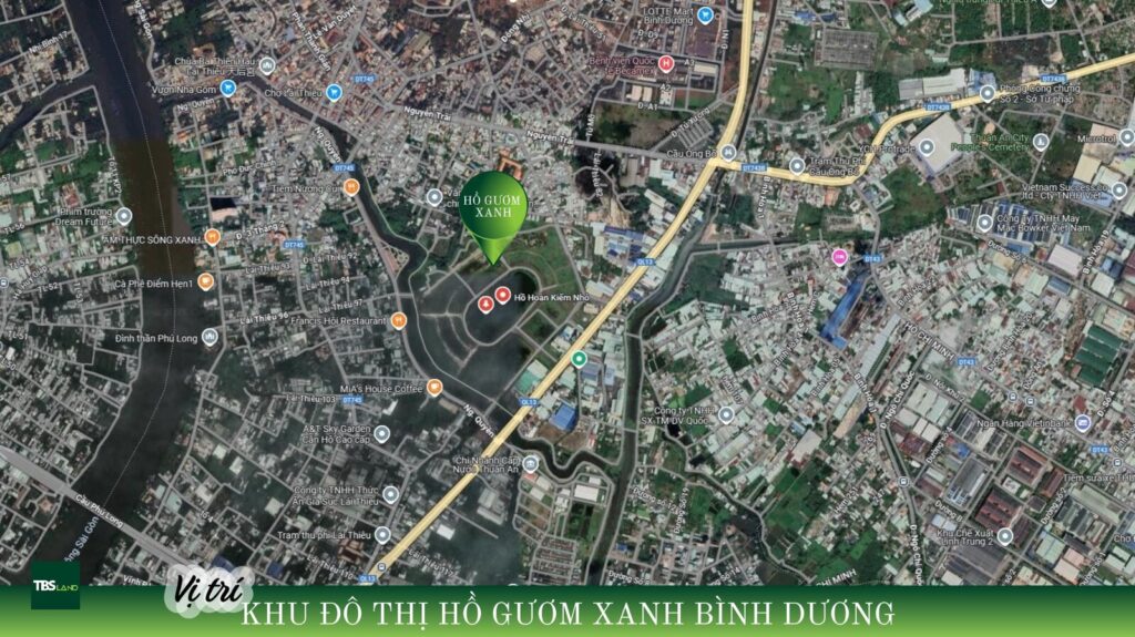 Vị trí khu đô thị Hồ Gươm Xanh mặt tiền Quốc lộ 13 phường Lái Thiêu