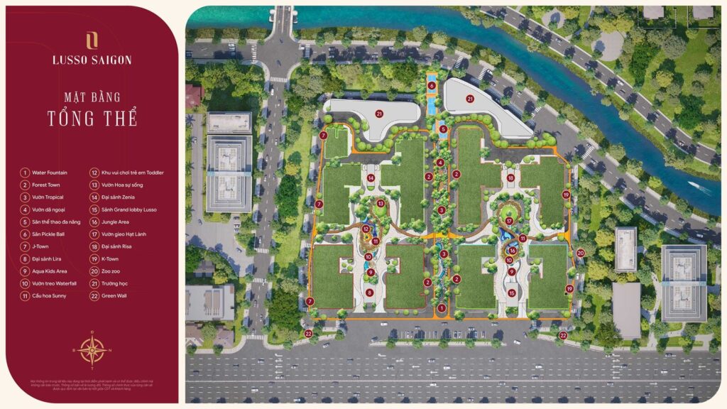 Mặt bằng tổng thể Lusso Saigon trong khu đô thị La Pura mặt tiền Quốc lộ 13