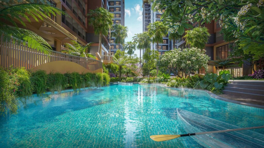 Dòng sông lười và chèo thuyền kayak tại căn hộ Monrei Saigon
