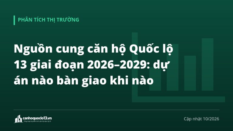 Nguồn cung căn hộ Quốc lộ 13 giai đoạn 2026–2029: dự án nào bàn giao khi nào