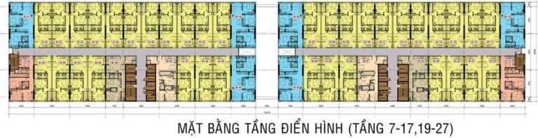 Mặt bằng tầng điển hình căn hộ Roxana Plaza tầng 7-17 và 19-27