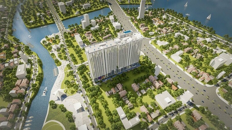 Phối cảnh tổng thể Roxana Plaza ven rạch Vĩnh Bình, Quốc lộ 13
