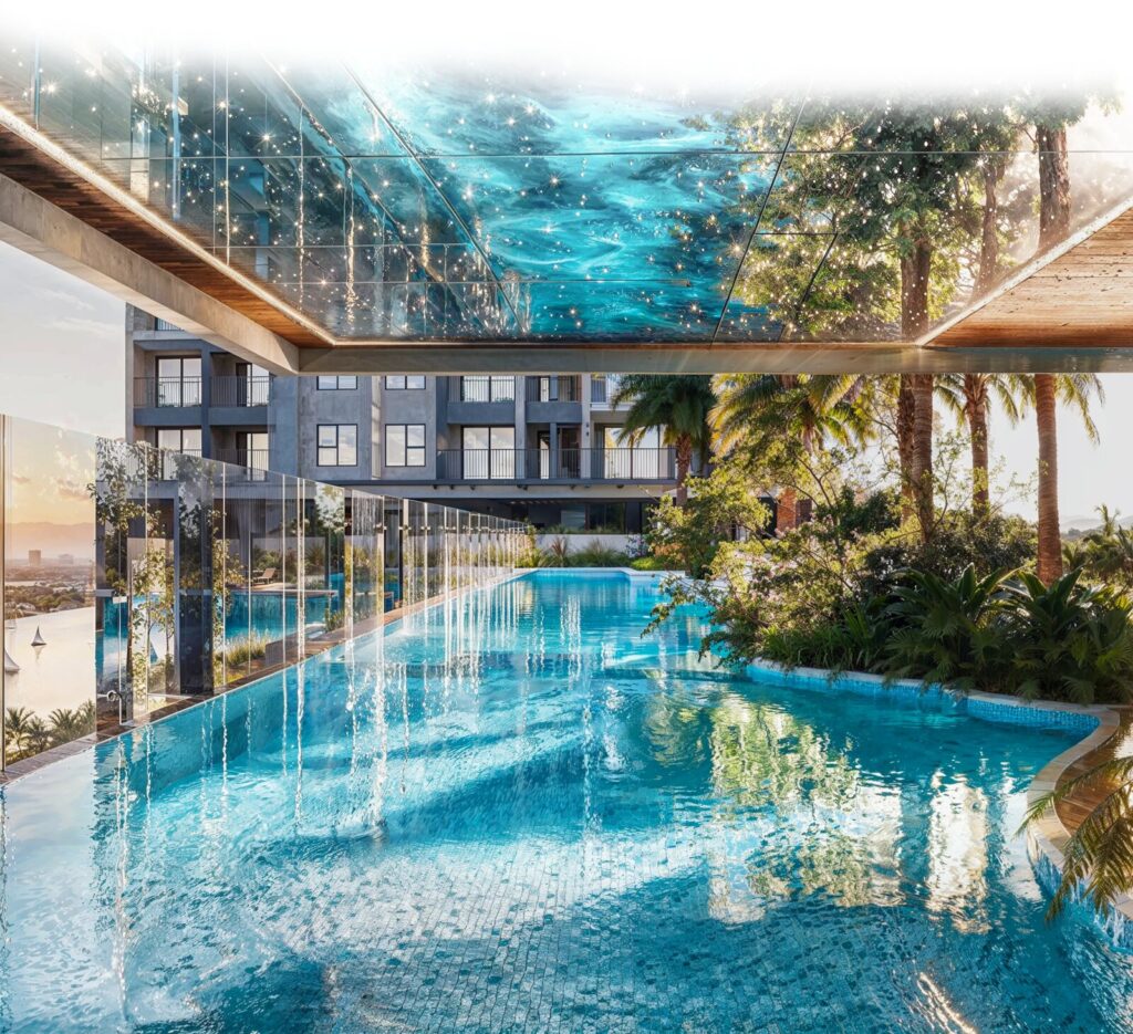 Hồ bơi và cảnh quan nhiệt đới tại Serena Riverside