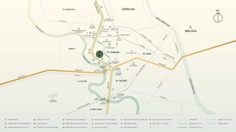 Bản đồ vị trí căn hộ The Emerald 68 trên Quốc lộ 13, Thuận An